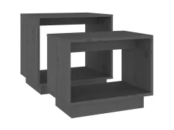 Mesa De Centro| Mesas de centro de encastrar 2 pcs pinho maciço cinza PT402797 Cinzento