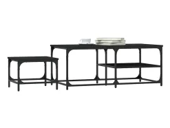 Mesa De Centro| Mesas de centro de encastrar 2 pcs derivados de madeira PT341580 Preto