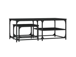 Mesa De Centro| Mesas de centro de encastrar 2 pcs derivados de madeira PT341580 Preto