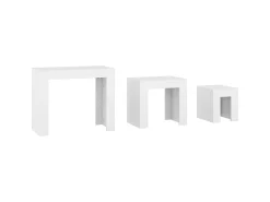 Mesa De Centro| Mesas de centro de encastrar 3 pcs derivados de madeira PT692747 Branco