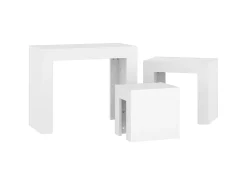 Mesa De Centro| Mesas de centro de encastrar 3 pcs derivados de madeira PT692747 Branco