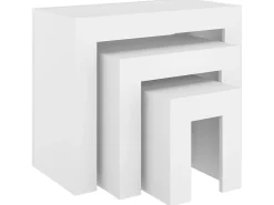 Mesa De Centro| Mesas de centro de encastrar 3 pcs derivados de madeira PT692747 Branco