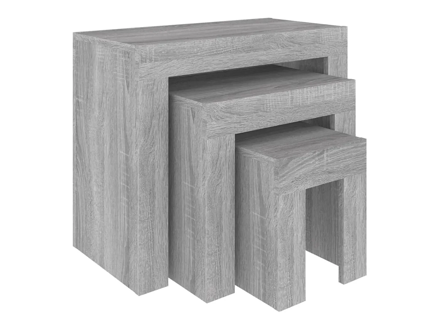 Sale vidaxl Mesas de centro de encastrar 3 pcs deriv. madeira cinza sonoma Cinzento