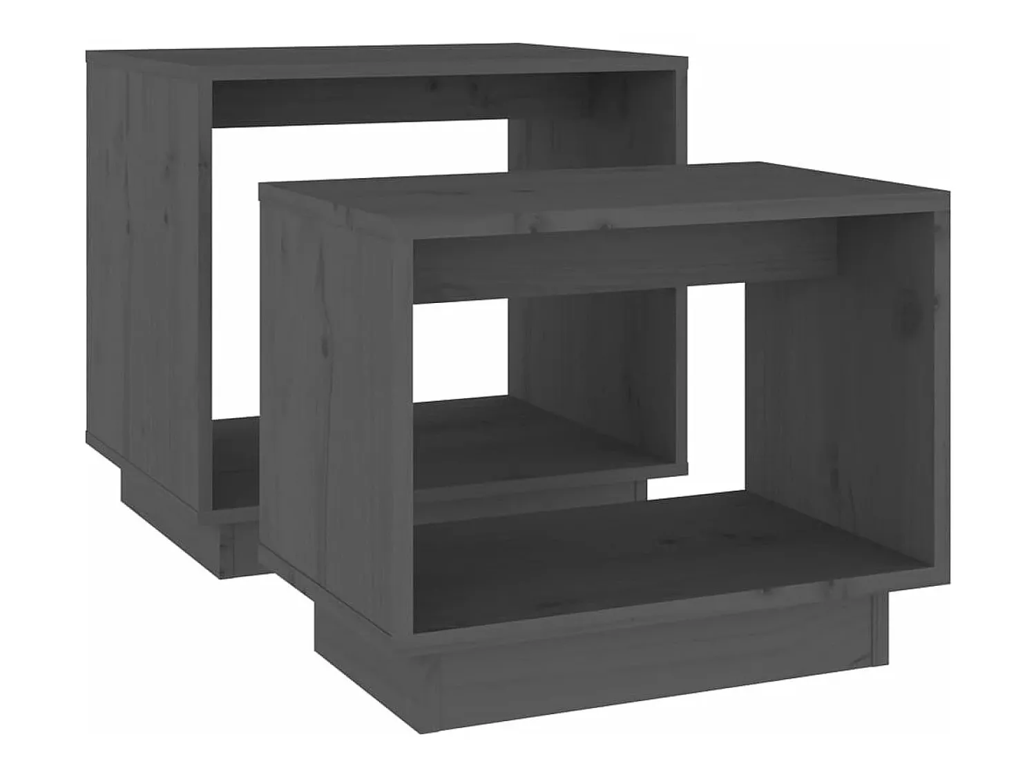 Mesa De Centro*vidaxl Mesas de centro de encastrar 2 pcs pinho maciço cinza Cinzento