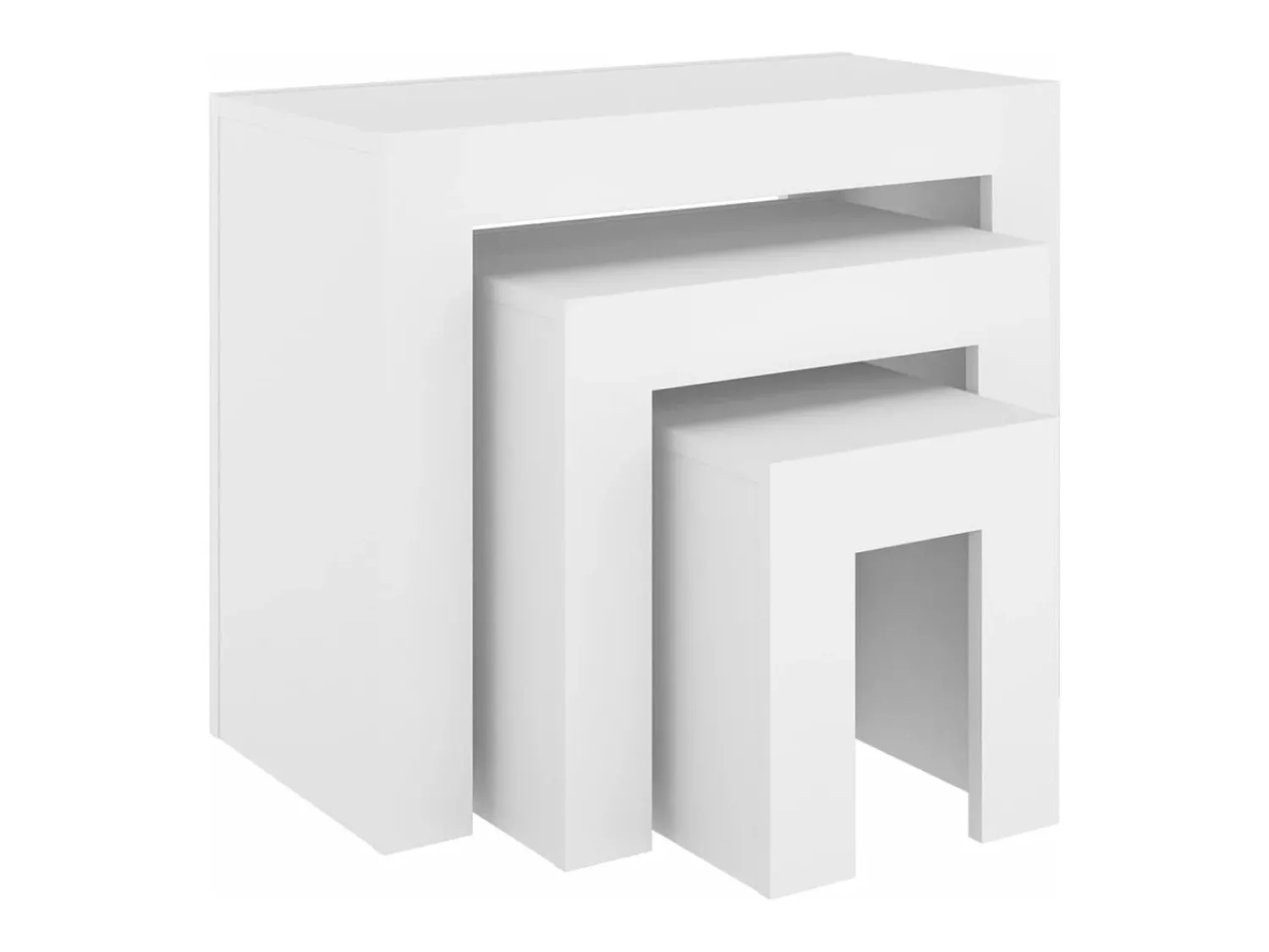 Clearance vidaxl Mesas de centro de encastrar 3 pcs derivados de madeira Branco