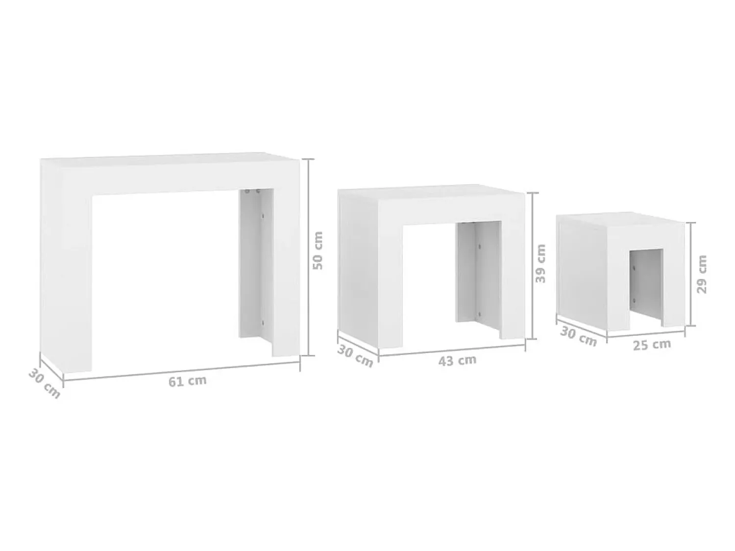 Clearance vidaxl Mesas de centro de encastrar 3 pcs derivados de madeira Branco