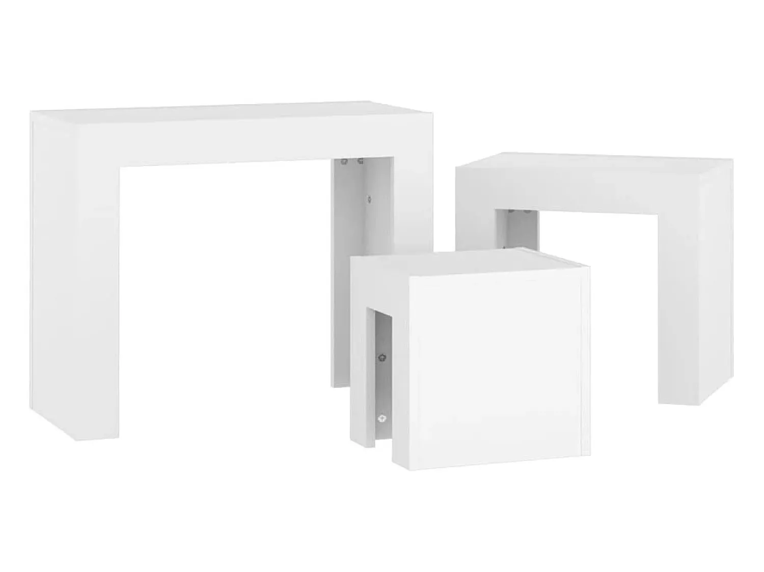 Clearance vidaxl Mesas de centro de encastrar 3 pcs derivados de madeira Branco