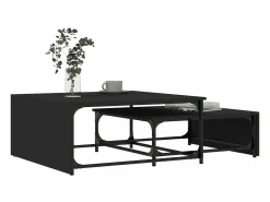 Mesa De Centro|vidaxl Mesas de centro de encastrar 2 pcs deriv.madeira/metal Preto