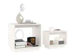 Mesa De Centro* Mesas de centro de encastrar 2 pcs pinho maciço PT487401 Branco