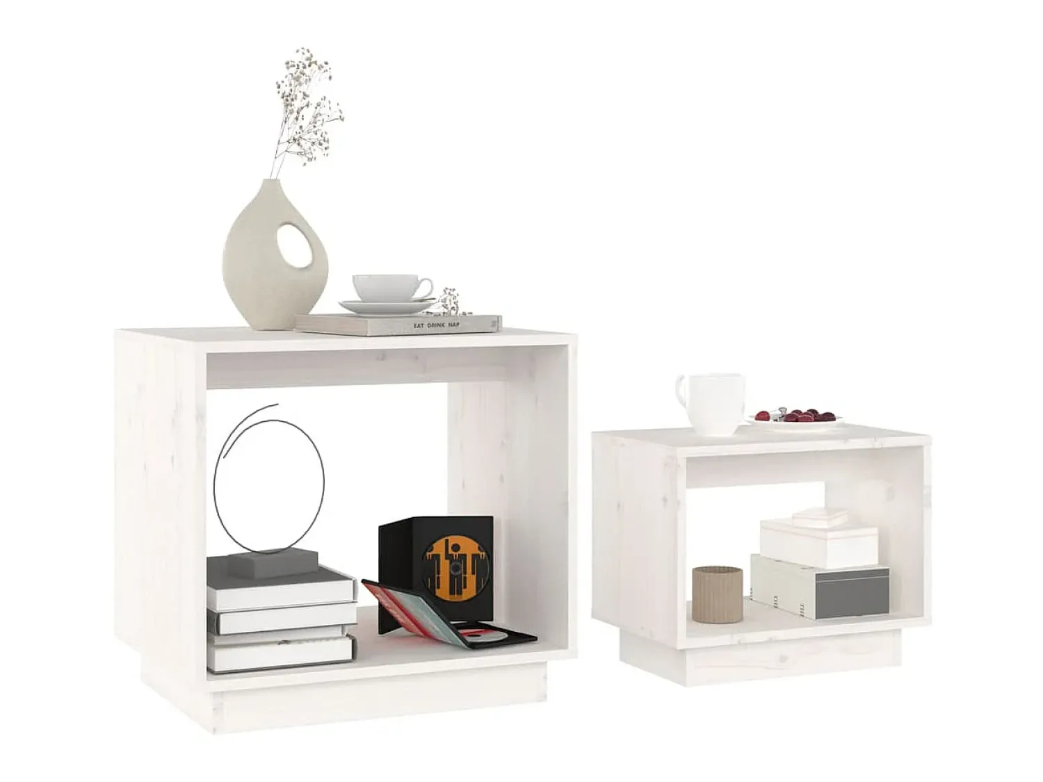 Mesa De Centro* Mesas de centro de encastrar 2 pcs pinho maciço PT487401 Branco