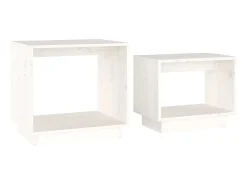 Mesa De Centro* Mesas de centro de encastrar 2 pcs pinho maciço PT487401 Branco