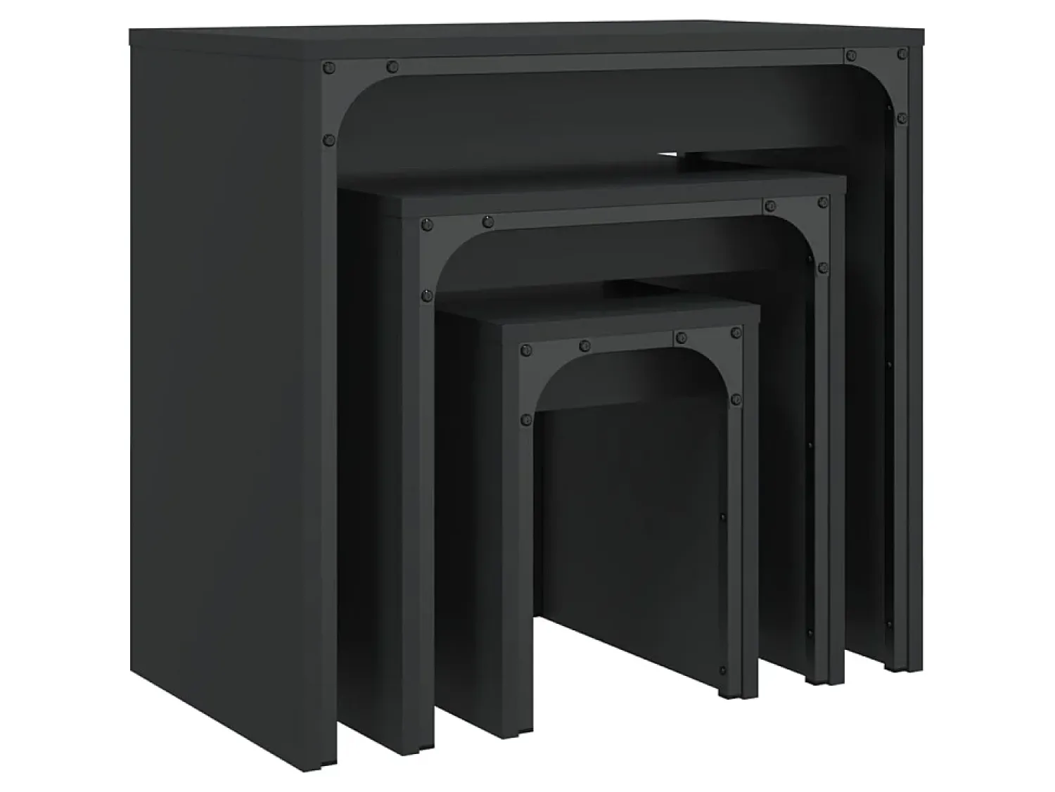 Mesa De Centro* Mesas de centro de encastrar 3 pcs derivados de madeira PT866061 Preto