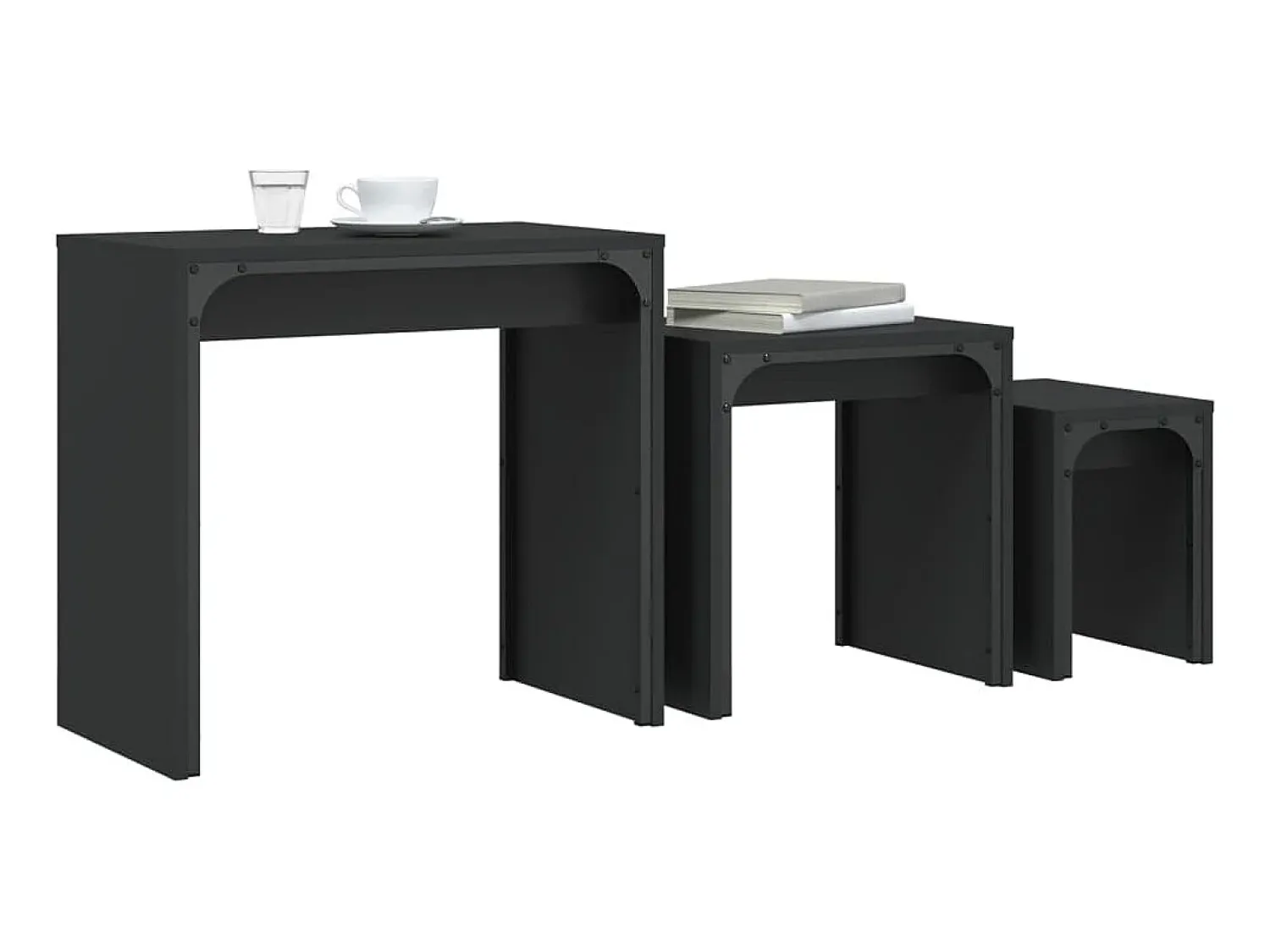 Mesa De Centro* Mesas de centro de encastrar 3 pcs derivados de madeira PT866061 Preto