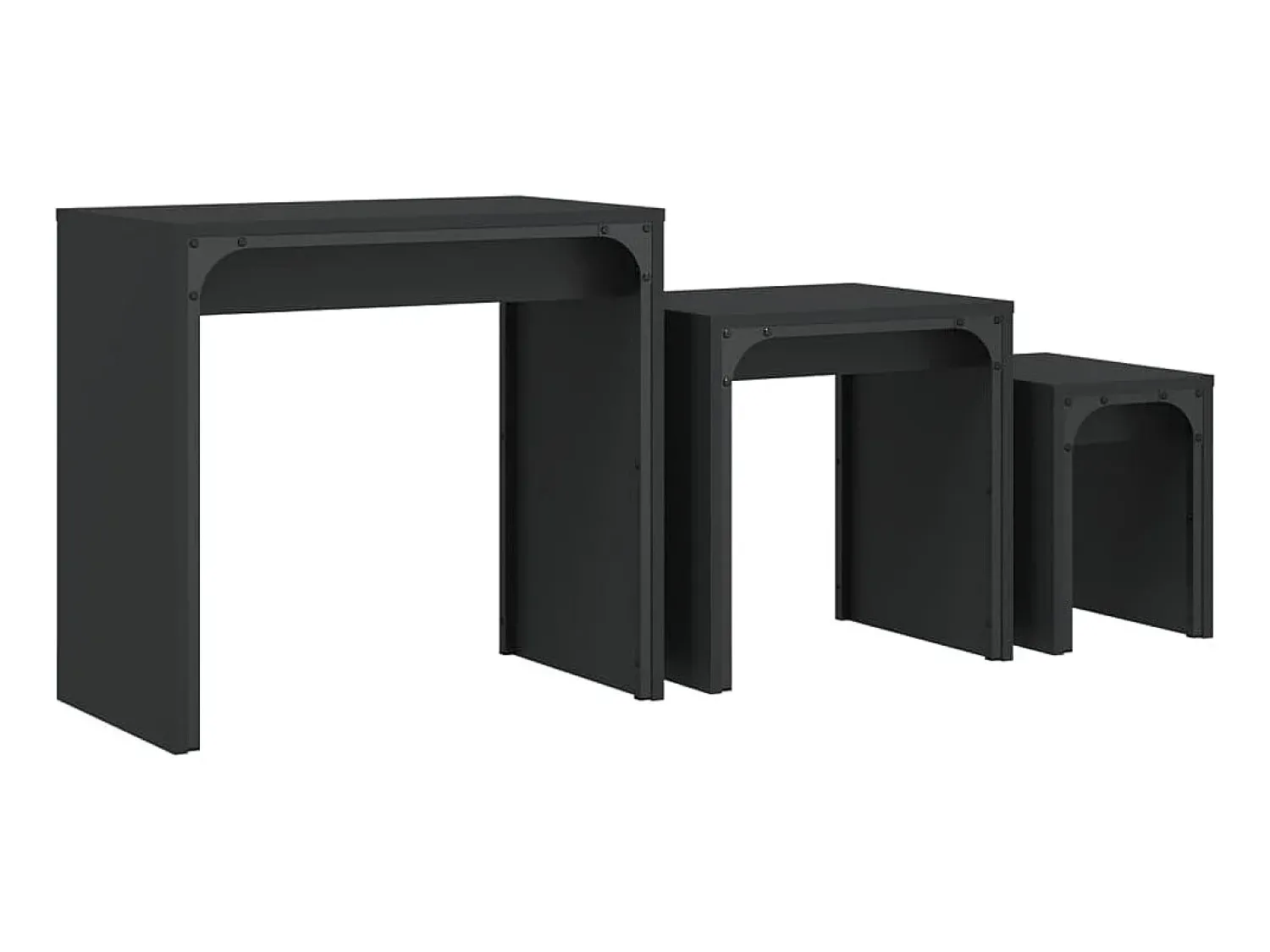 Mesa De Centro* Mesas de centro de encastrar 3 pcs derivados de madeira PT866061 Preto