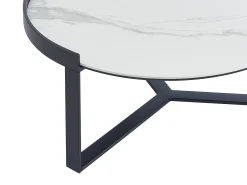 Mesa De Centro*Maison Céphy Mesas de centro em vidro, cerâmica e metal efeito mármore branco e preto - ZERILA Preto / Branco