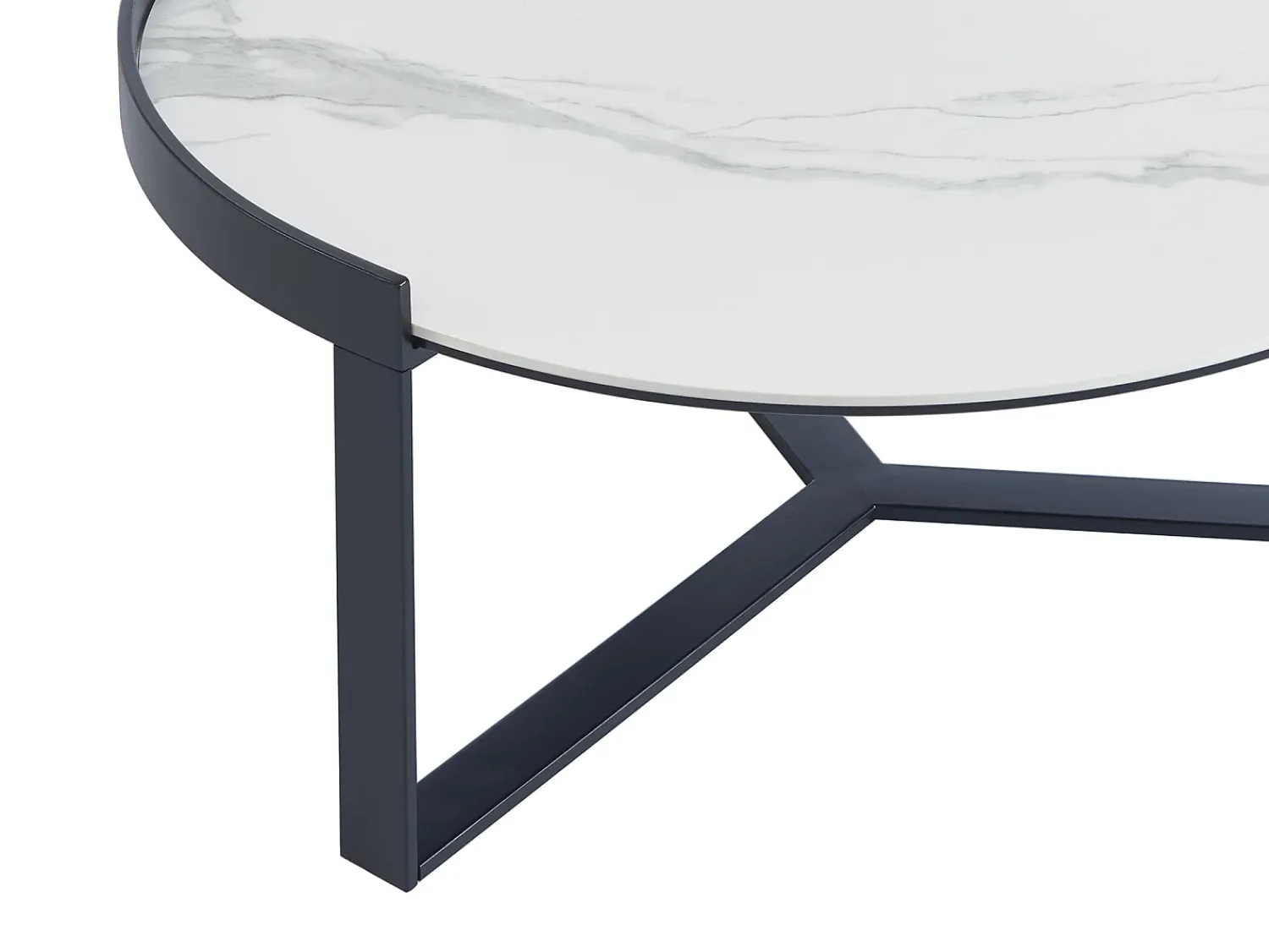 Mesa De Centro*Maison Céphy Mesas de centro em vidro, cerâmica e metal efeito mármore branco e preto - ZERILA Preto / Branco