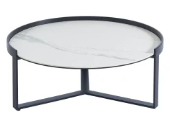 Mesa De Centro*Maison Céphy Mesas de centro em vidro, cerâmica e metal efeito mármore branco e preto - ZERILA Preto / Branco