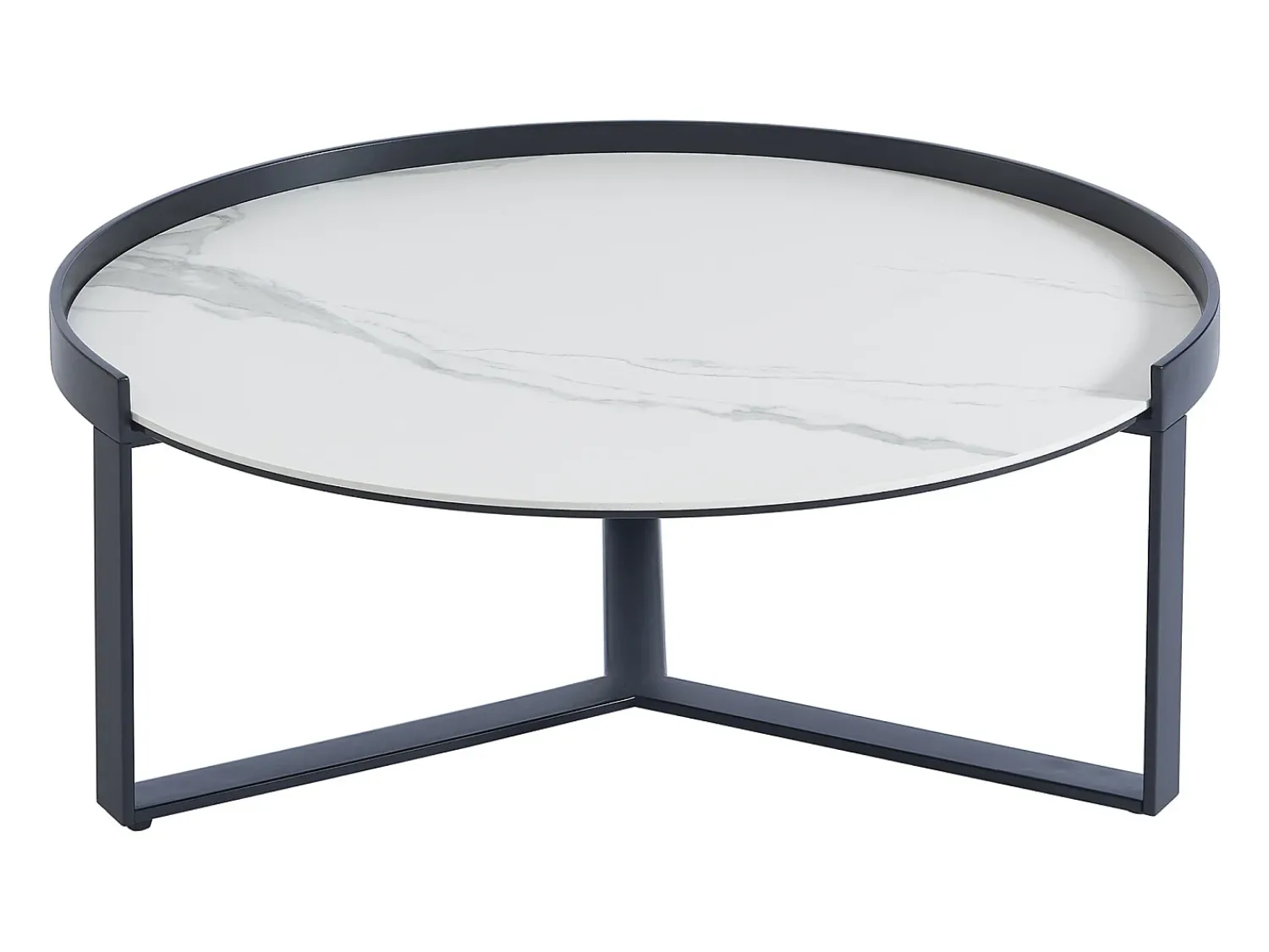 Mesa De Centro*Maison Céphy Mesas de centro em vidro, cerâmica e metal efeito mármore branco e preto - ZERILA Preto / Branco