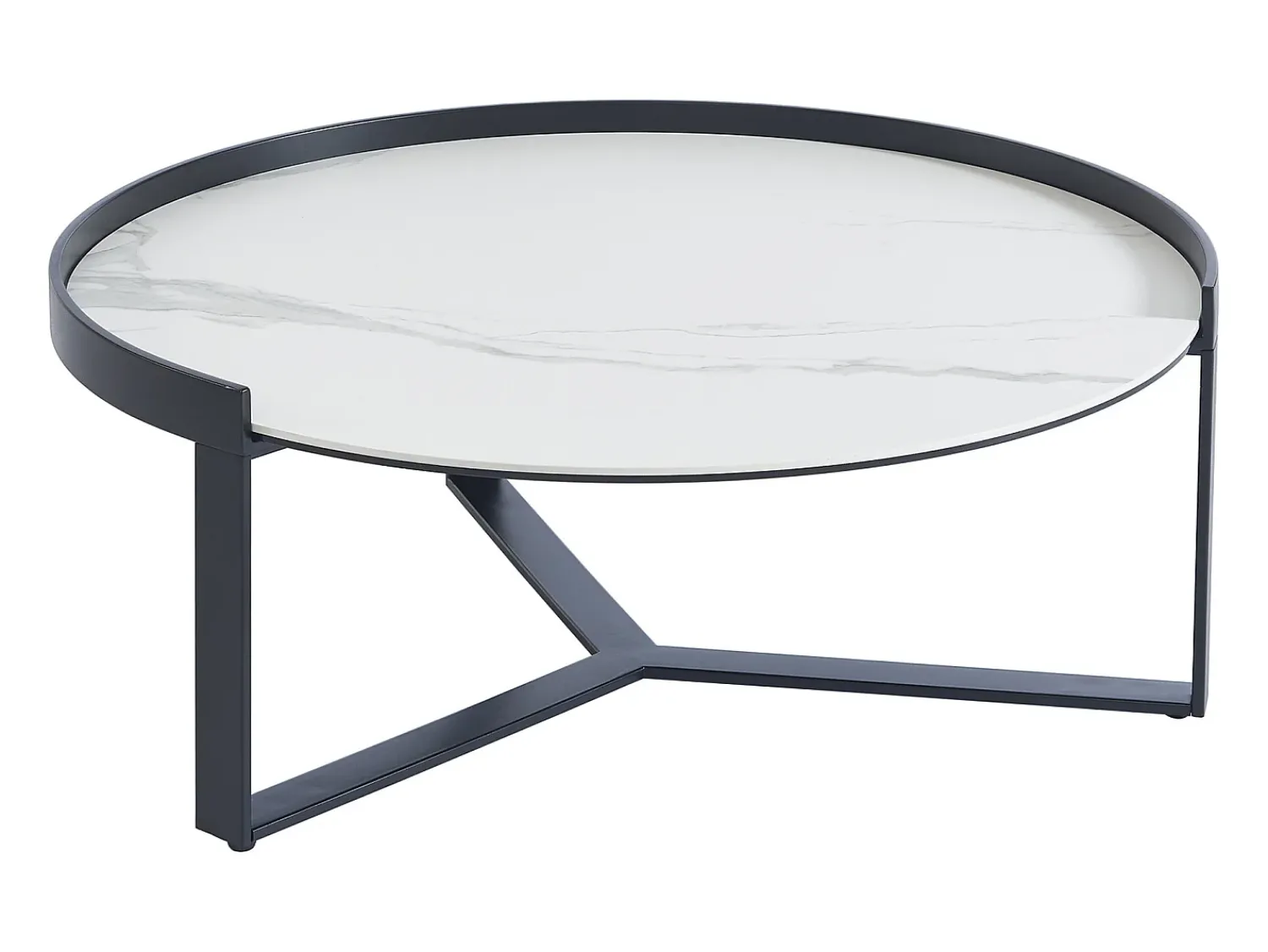 Mesa De Centro*Maison Céphy Mesas de centro em vidro, cerâmica e metal efeito mármore branco e preto - ZERILA Preto / Branco