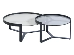 Mesa De Centro*Maison Céphy Mesas de centro em vidro, cerâmica e metal efeito mármore branco e preto - ZERILA Preto / Branco
