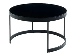 Mesa De Centro|Vente-unique Mesas de centro empilháveis-Vidro temperado e metal preto-BILLIE Preto / Branco
