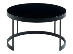 Mesa De Centro|Vente-unique Mesas de centro empilháveis-Vidro temperado e metal preto-BILLIE Preto / Branco