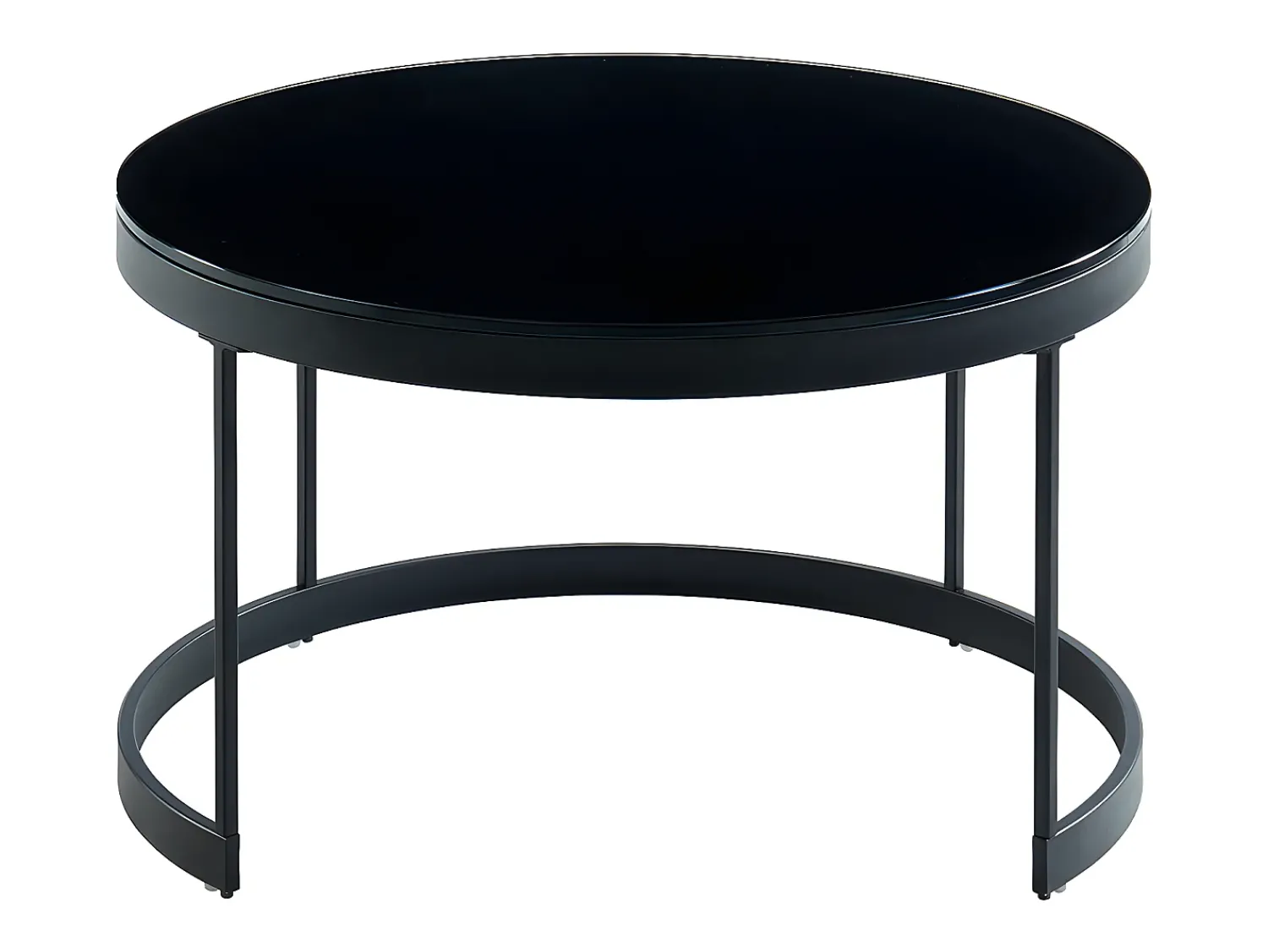 Mesa De Centro|Vente-unique Mesas de centro empilháveis-Vidro temperado e metal preto-BILLIE Preto / Branco