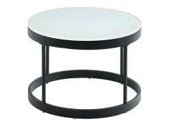 Mesa De Centro|Vente-unique Mesas de centro empilháveis-Vidro temperado e metal preto-BILLIE Preto / Branco