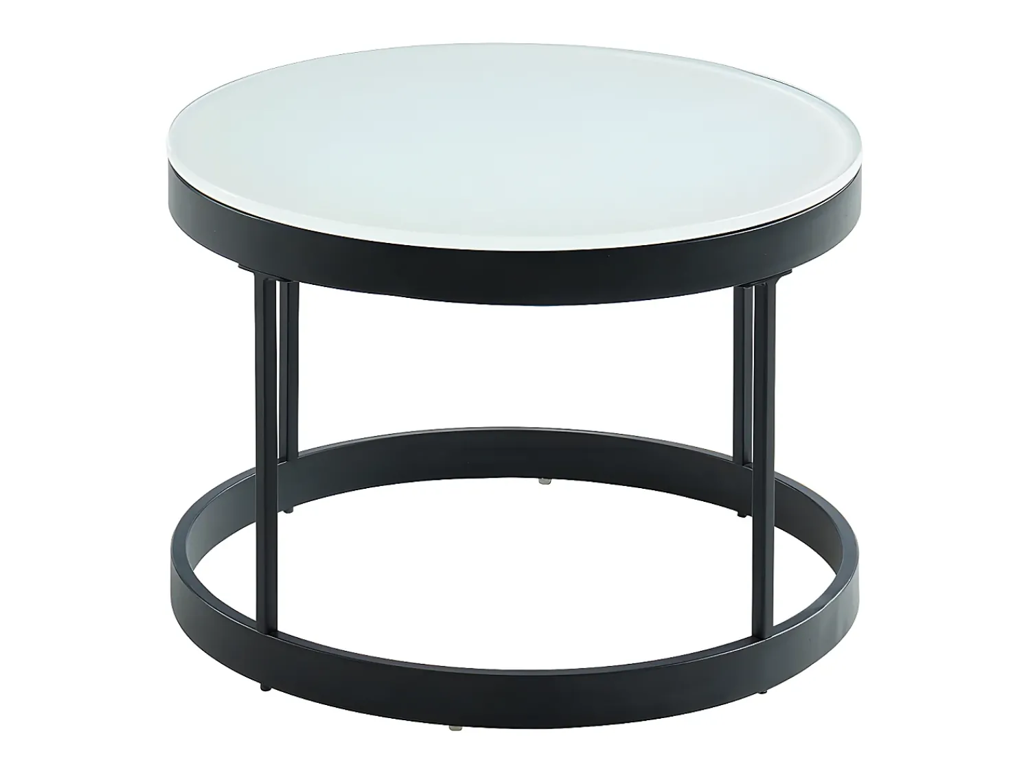 Mesa De Centro|Vente-unique Mesas de centro empilháveis-Vidro temperado e metal preto-BILLIE Preto / Branco