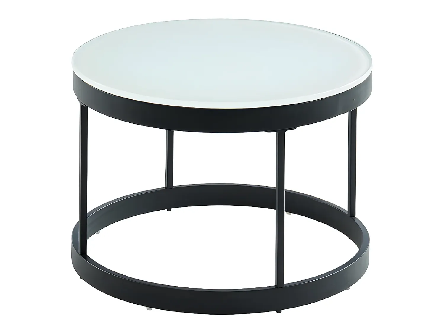 Mesa De Centro|Vente-unique Mesas de centro empilháveis-Vidro temperado e metal preto-BILLIE Preto / Branco