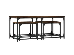 New Mesas de centro encastrar 3 pcs deriv. madeira carvalho fumado PT547810 Castanho