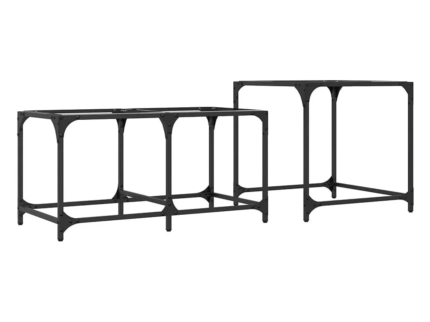 Mesa De Centro*vidaxl Mesas de centro encastrar 2 pcs c/ tampo vidro aço Transparente