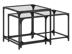 Mesa De Centro*vidaxl Mesas de centro encastrar 2 pcs c/ tampo vidro aço Transparente