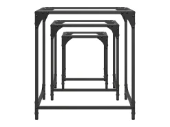 Mesa De Centro| Mesas de centro encastrar 3 pcs c/ tampo vidro aço PT288395 Transparente