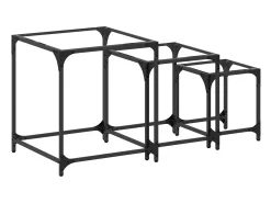 Mesa De Centro| Mesas de centro encastrar 3 pcs c/ tampo vidro aço PT288395 Transparente