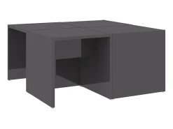 Mesa De Centro| Mesas de centro 4pcs derivados de madeira cinza brilhante PT121801 Cinzento