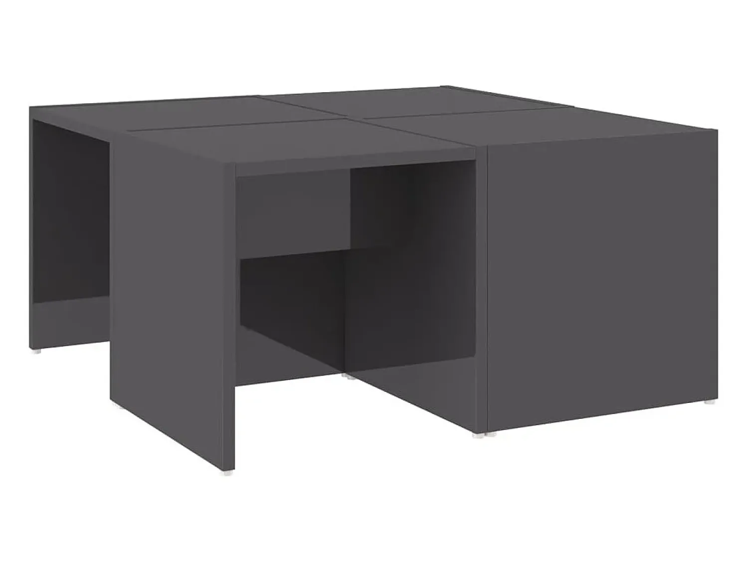 vidaxl Mesas de centro 4pcs derivados de madeira cinza brilhante^ Mesa De Centro