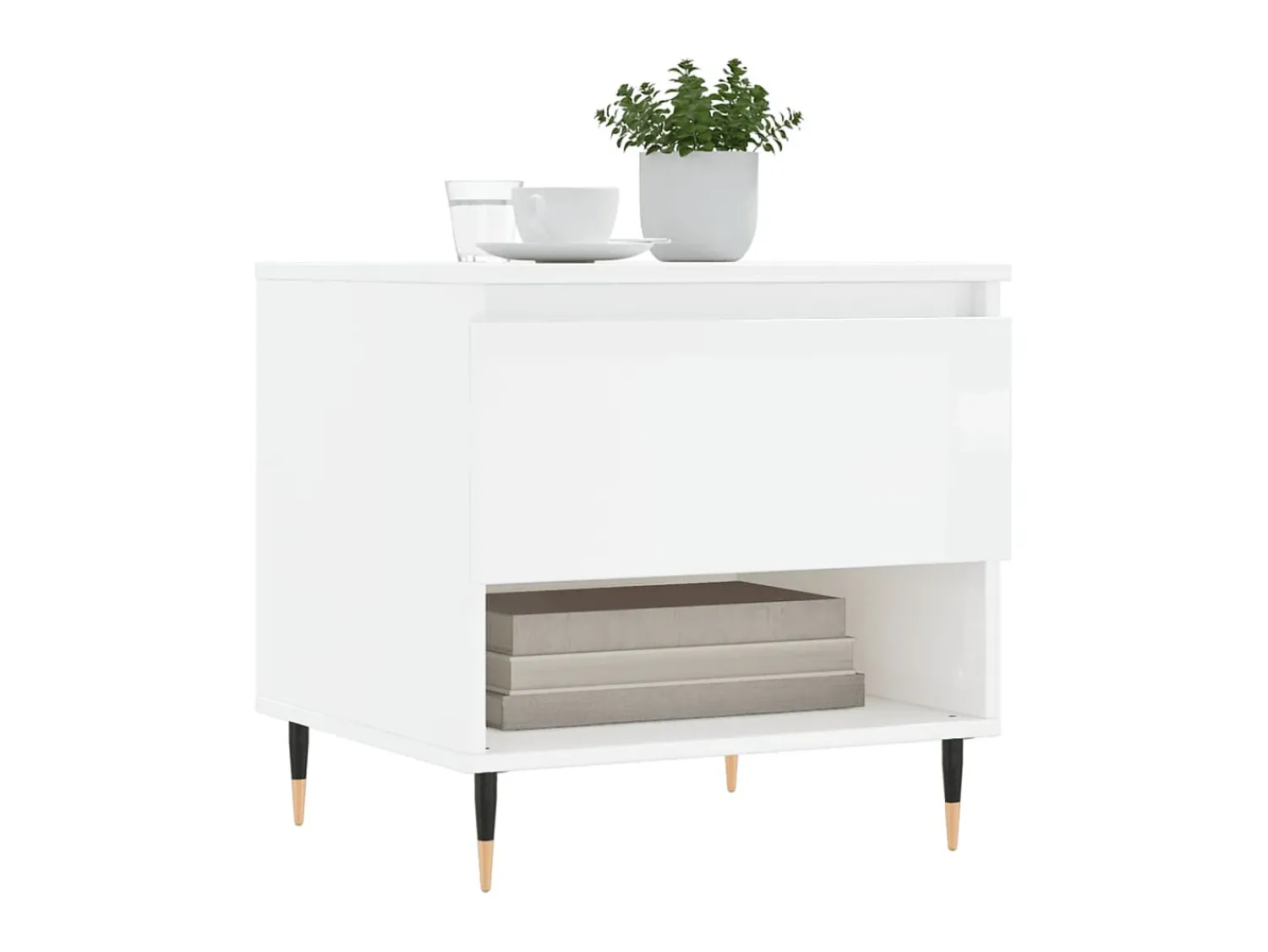 Mesas de centro 2pcs 50x46x50cm deriv. madeira brilhante PT169892^ Mesa De Apoio