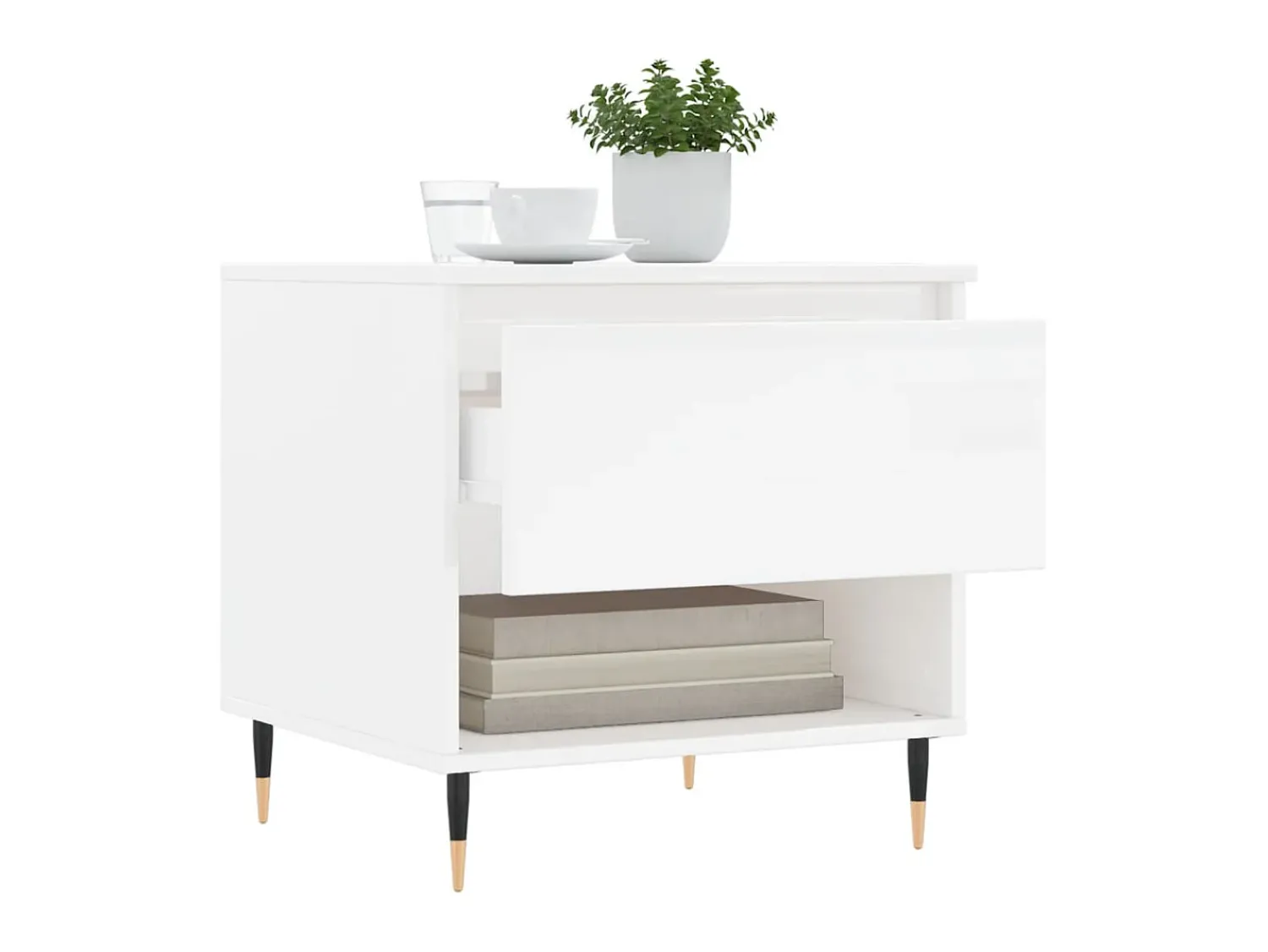 Mesas de centro 2pcs 50x46x50cm deriv. madeira brilhante PT169892^ Mesa De Apoio
