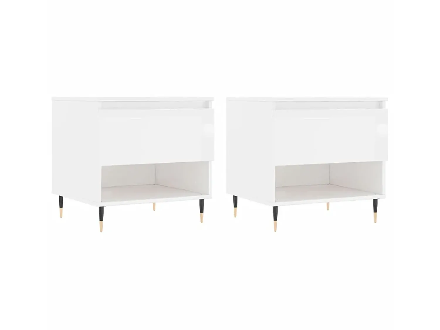 Mesas de centro 2pcs 50x46x50cm deriv. madeira brilhante PT169892^ Mesa De Apoio