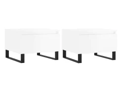 Mesa De Apoio* Mesas de centro 2pcs 50x46x35cm deriv. madeira brilhante PT684681 Branco