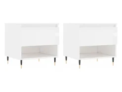 Mesa De Centro|vidaxl Mesas de centro 2pcs 50x46x50cm deriv. madeira brilhante Branco