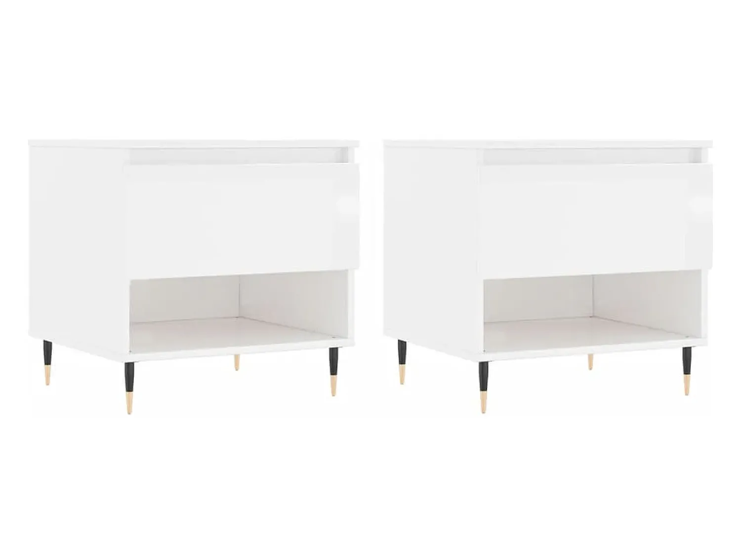 Mesa De Centro|vidaxl Mesas de centro 2pcs 50x46x50cm deriv. madeira brilhante Branco