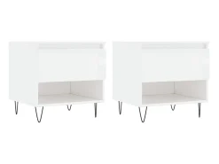 Mesas de centro 2pcs 50x46x50cm deriv. madeira brilhante PT908430^ Mesa De Apoio