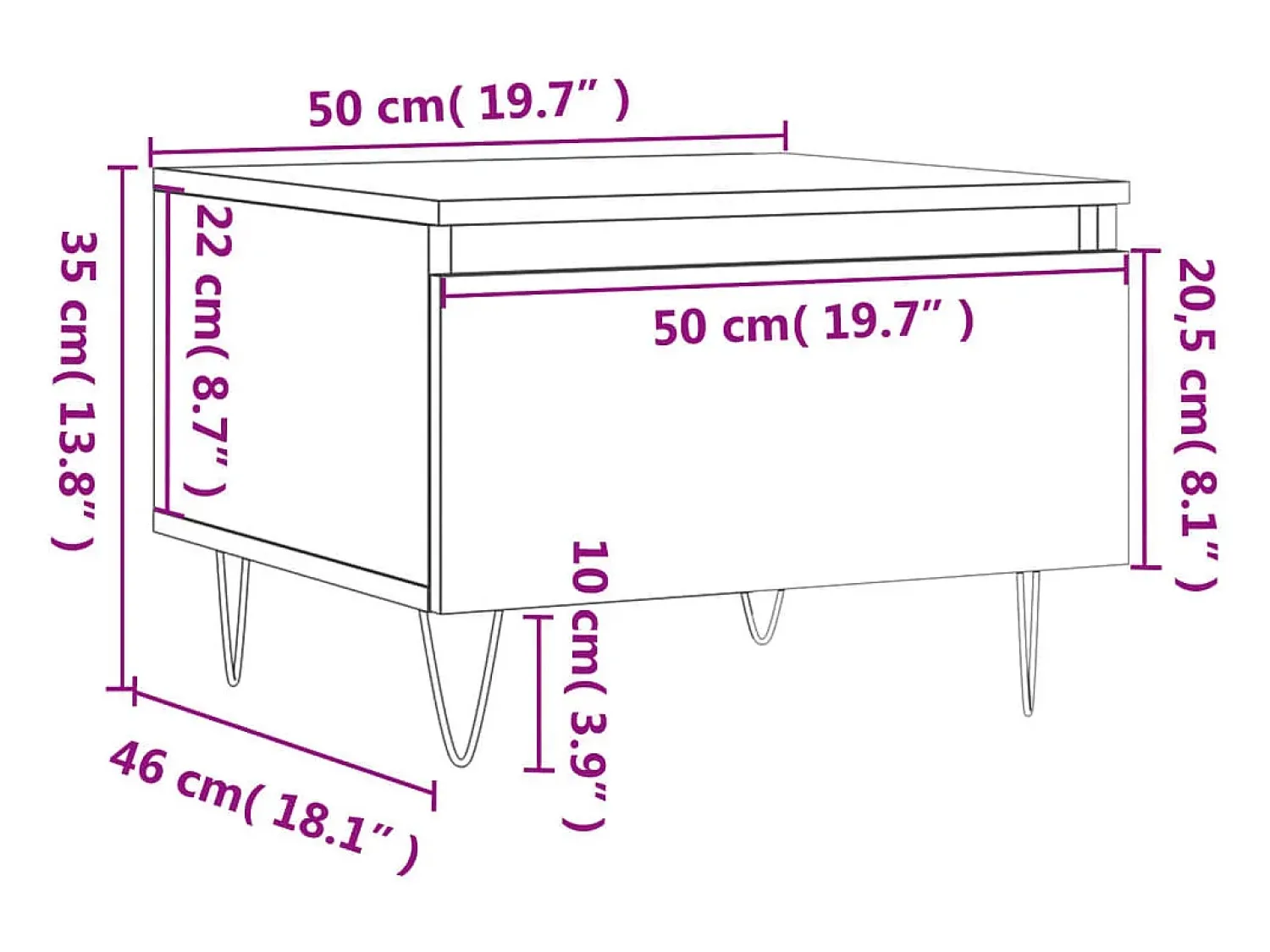 Mesa De Centro*vidaxl Mesas de centro 2pcs 50x46x35cm deriv. madeira brilhante Branco