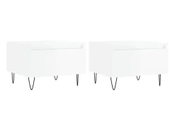 Mesa De Centro*vidaxl Mesas de centro 2pcs 50x46x35cm deriv. madeira brilhante Branco