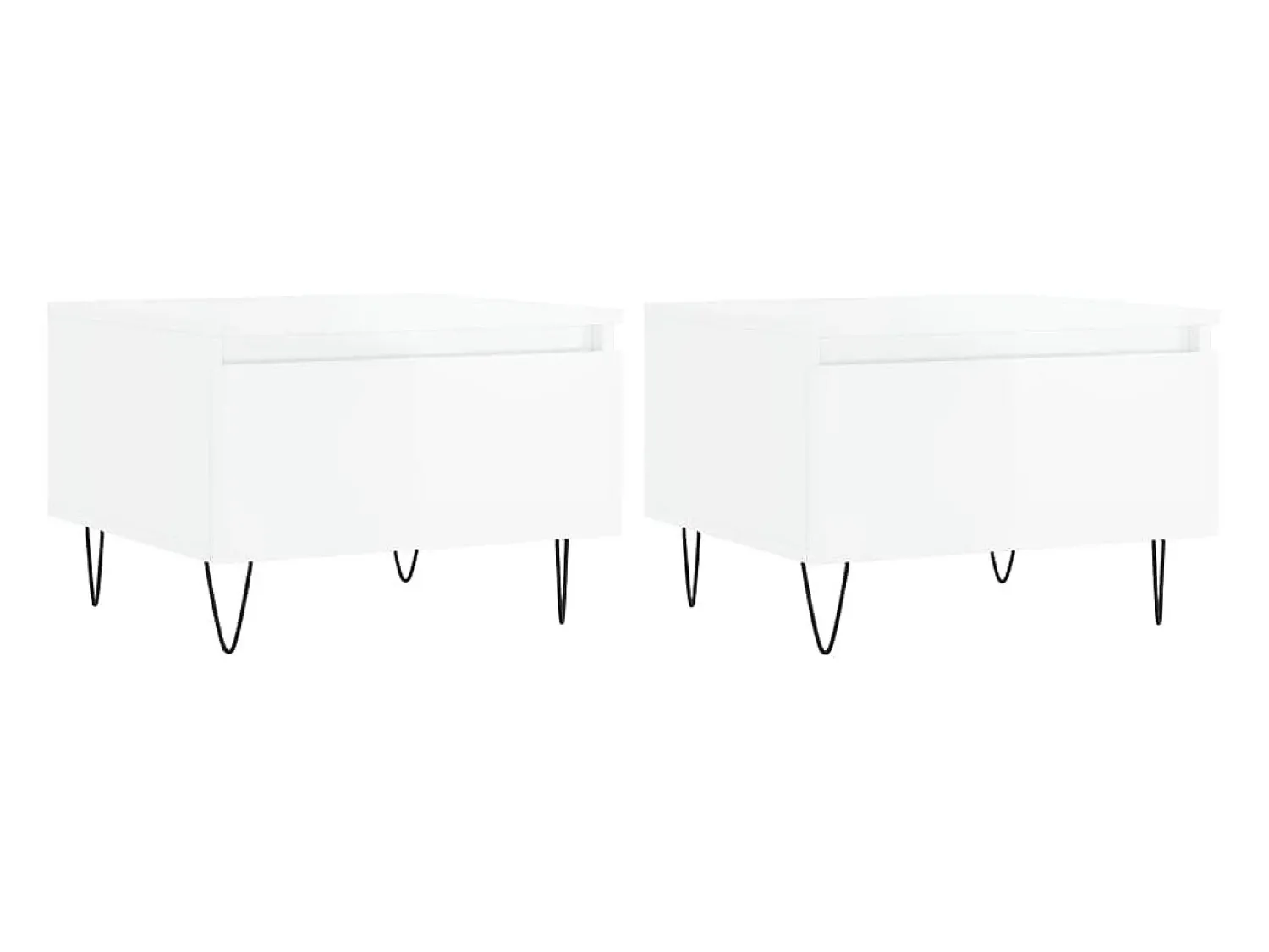 Mesa De Centro*vidaxl Mesas de centro 2pcs 50x46x35cm deriv. madeira brilhante Branco