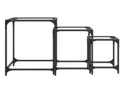 Mesa De Centro* Mesas de encaixar 3 pcs c/ tampo vidro aço Transparente