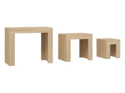 Mesa De Centro* Mesas de encaixar 3 pcs contraplacado carvalho sonoma Castanho