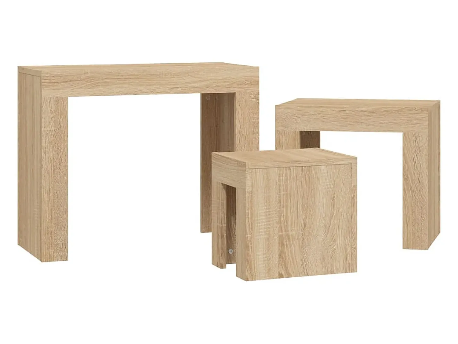 Mesa De Centro* Mesas de encaixar 3 pcs contraplacado carvalho sonoma Castanho